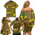 New Zealand Kowhai Flowers Family Matching Off Shoulder Short Dress and Hawaiian Shirt Maori Koru Pattern