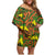 New Zealand Kowhai Flowers Family Matching Off Shoulder Short Dress and Hawaiian Shirt Maori Koru Pattern