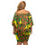 New Zealand Kowhai Flowers Family Matching Off Shoulder Short Dress and Hawaiian Shirt Maori Koru Pattern