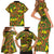 New Zealand Kowhai Flowers Family Matching Short Sleeve Bodycon Dress and Hawaiian Shirt Maori Koru Pattern