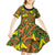 New Zealand Kowhai Flowers Kid Short Sleeve Dress Maori Koru Pattern