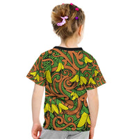 New Zealand Kowhai Flowers Kid T Shirt Maori Koru Pattern LT03 - Polynesian Pride