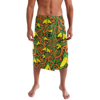 New Zealand Kowhai Flowers Lavalava Maori Koru Pattern LT03 Orange - Polynesian Pride