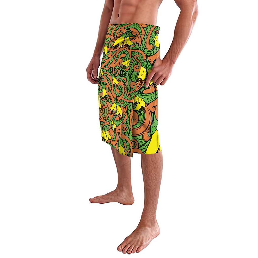 New Zealand Kowhai Flowers Lavalava Maori Koru Pattern LT03 - Polynesian Pride