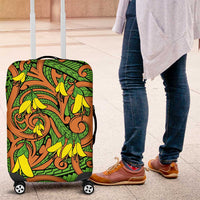 New Zealand Kowhai Flowers Luggage Cover Maori Koru Pattern LT03 Orange - Polynesian Pride