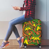 New Zealand Kowhai Flowers Luggage Cover Maori Koru Pattern LT03 - Polynesian Pride