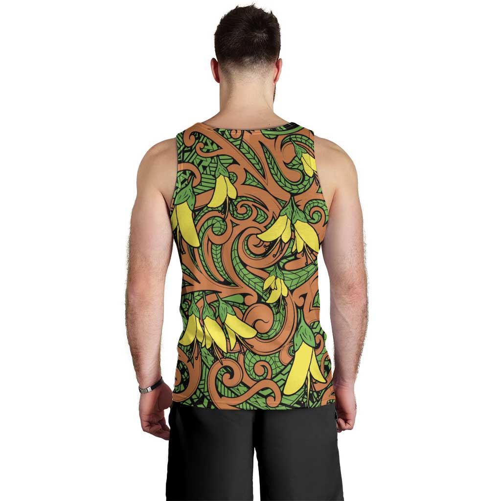 New Zealand Kowhai Flowers Men Tank Top Maori Koru Pattern LT03 - Polynesian Pride