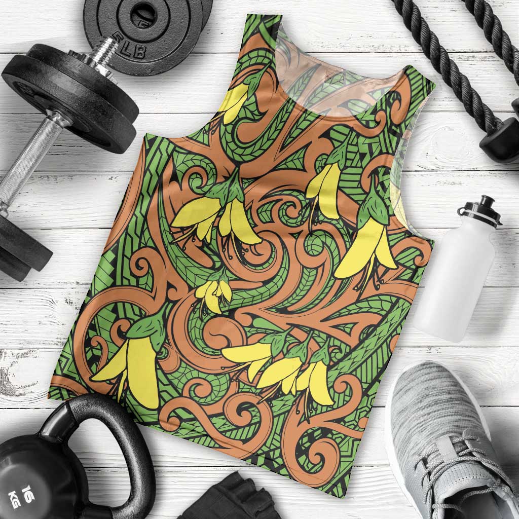 New Zealand Kowhai Flowers Men Tank Top Maori Koru Pattern LT03 - Polynesian Pride
