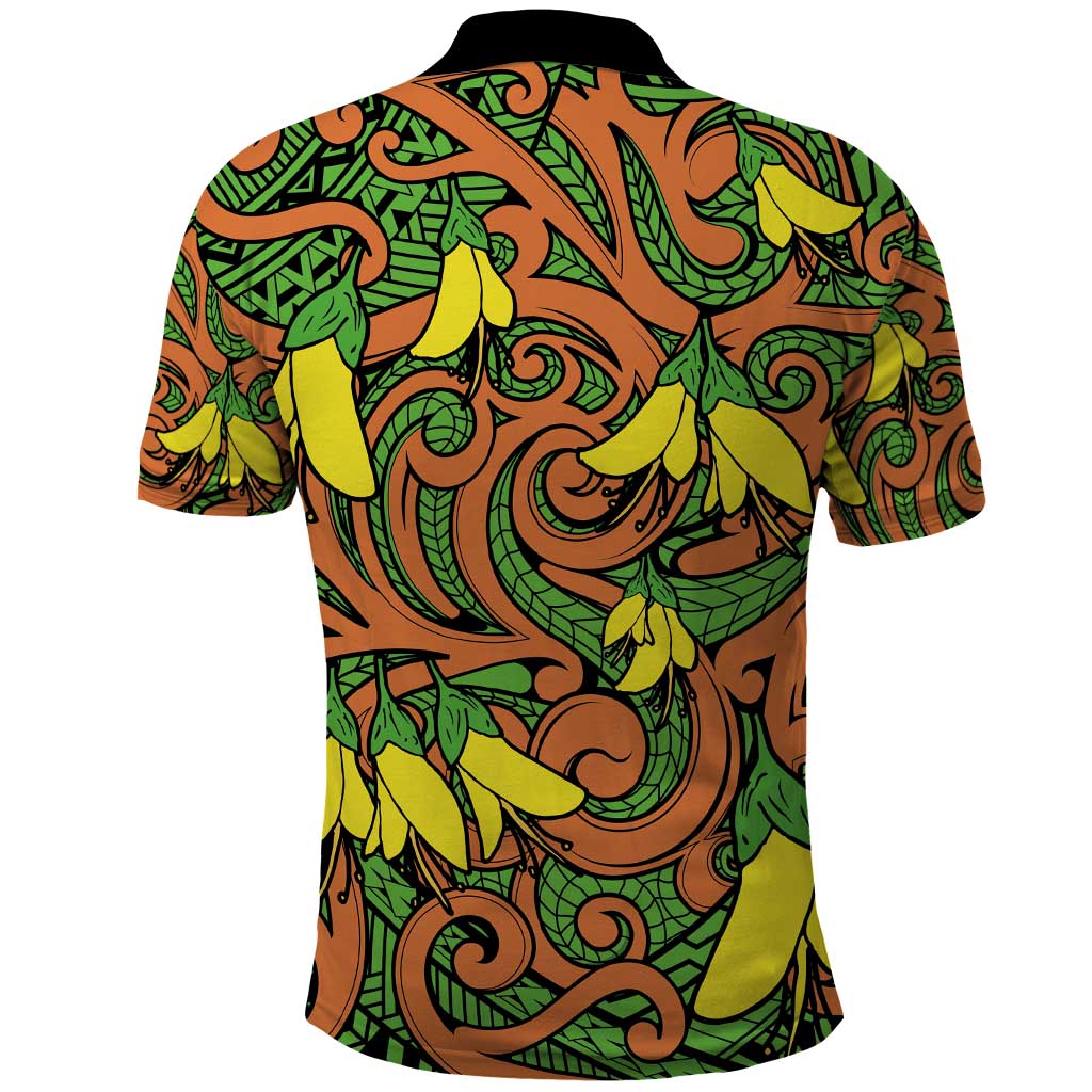 New Zealand Kowhai Flowers Polo Shirt Maori Koru Pattern LT03 - Polynesian Pride
