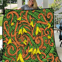 New Zealand Kowhai Flowers Quilt Maori Koru Pattern LT03 Orange - Polynesian Pride