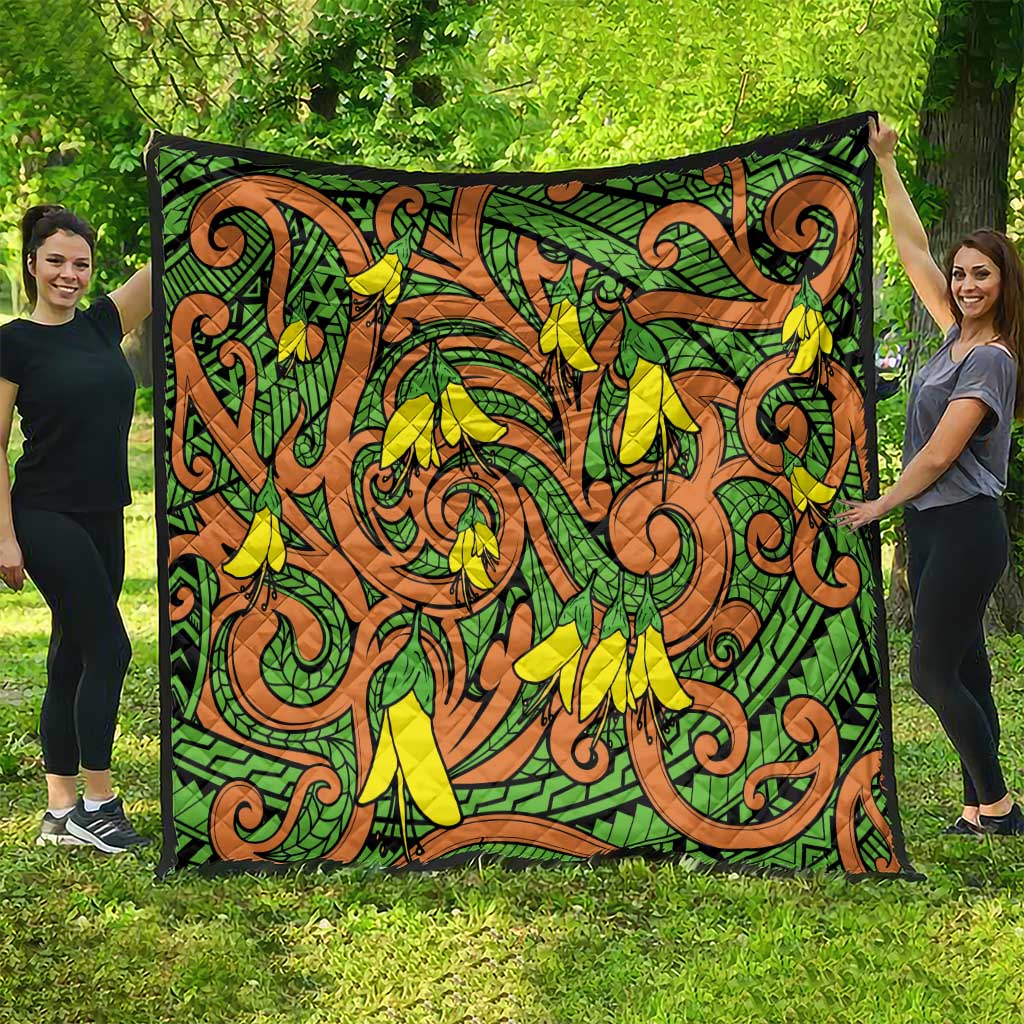 New Zealand Kowhai Flowers Quilt Maori Koru Pattern LT03 - Polynesian Pride