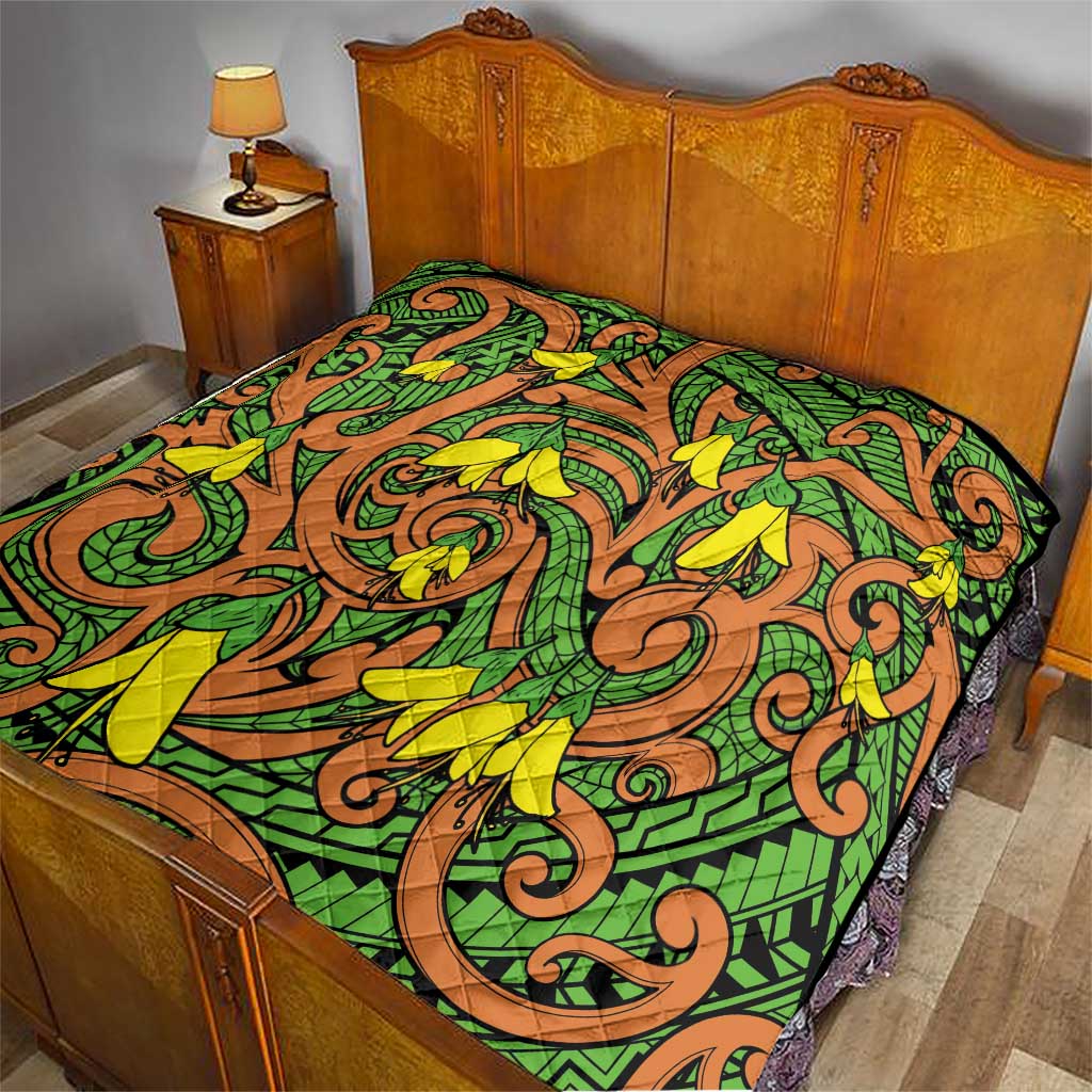 New Zealand Kowhai Flowers Quilt Maori Koru Pattern LT03 - Polynesian Pride