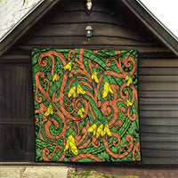 New Zealand Kowhai Flowers Quilt Maori Koru Pattern LT03 - Polynesian Pride