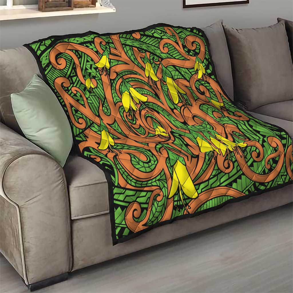 New Zealand Kowhai Flowers Quilt Maori Koru Pattern LT03 - Polynesian Pride