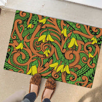 New Zealand Kowhai Flowers Rubber Doormat Maori Koru Pattern LT03 - Polynesian Pride