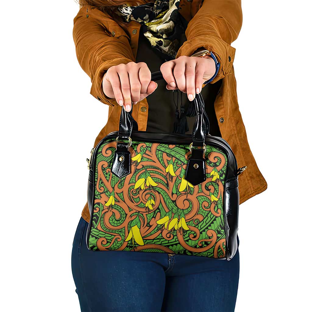 New Zealand Kowhai Flowers Shoulder Handbag Maori Koru Pattern LT03 One Size Orange - Polynesian Pride