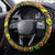 New Zealand Kowhai Flowers Steering Wheel Cover Maori Koru Pattern