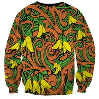 New Zealand Kowhai Flowers Sweatshirt Maori Koru Pattern LT03 - Polynesian Pride
