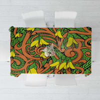 New Zealand Kowhai Flowers Tablecloth Maori Koru Pattern LT03 Orange - Polynesian Pride