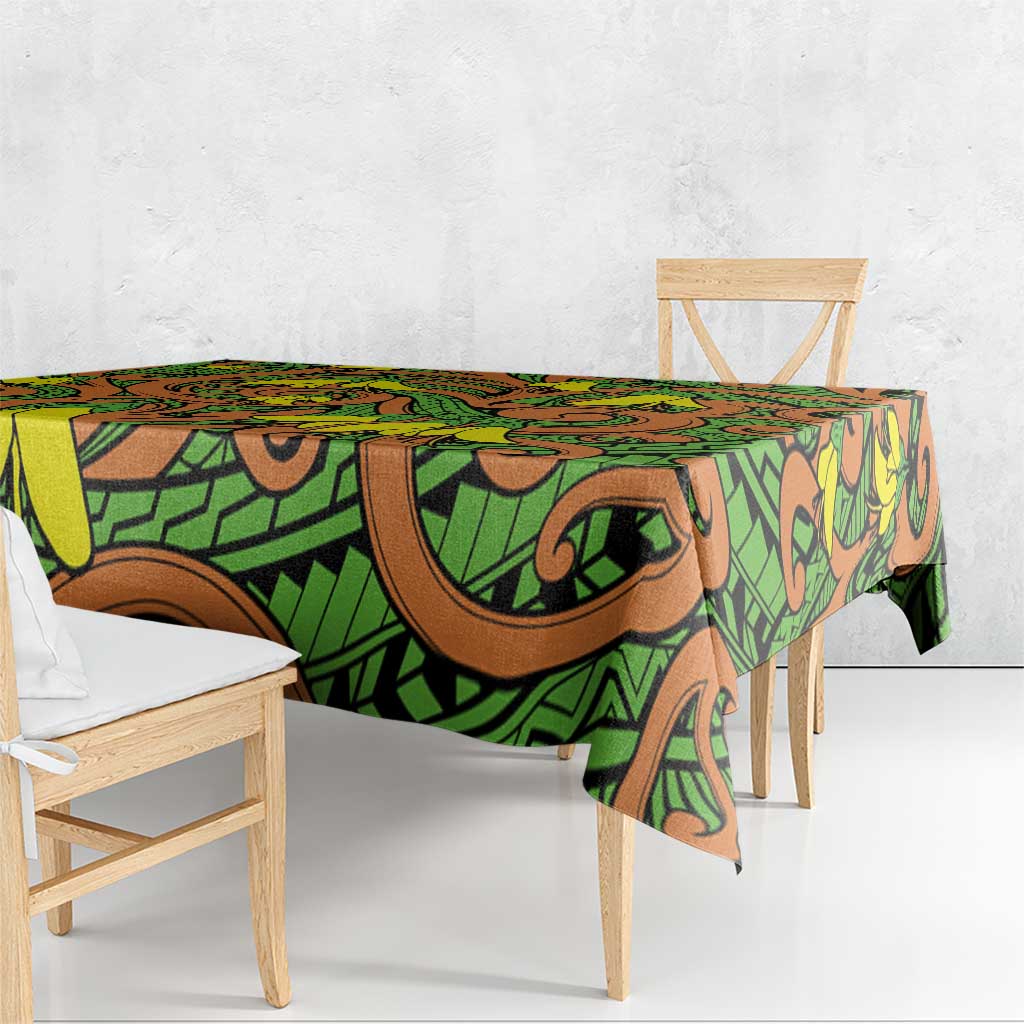 New Zealand Kowhai Flowers Tablecloth Maori Koru Pattern LT03 - Polynesian Pride