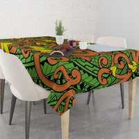 New Zealand Kowhai Flowers Tablecloth Maori Koru Pattern LT03 - Polynesian Pride