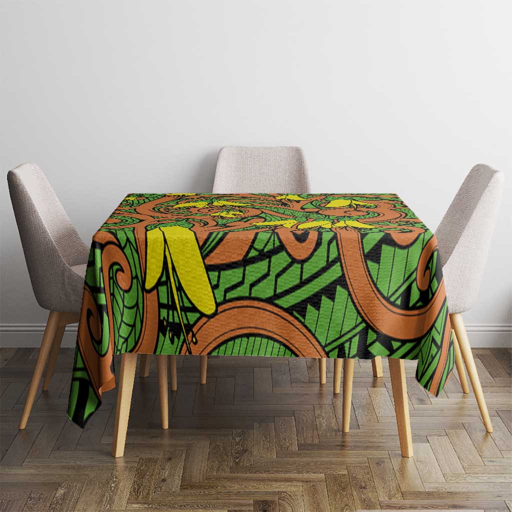 New Zealand Kowhai Flowers Tablecloth Maori Koru Pattern LT03 - Polynesian Pride