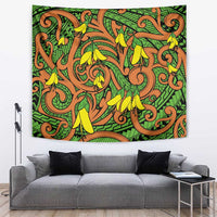 New Zealand Kowhai Flowers Tapestry Maori Koru Pattern LT03 Orange - Polynesian Pride