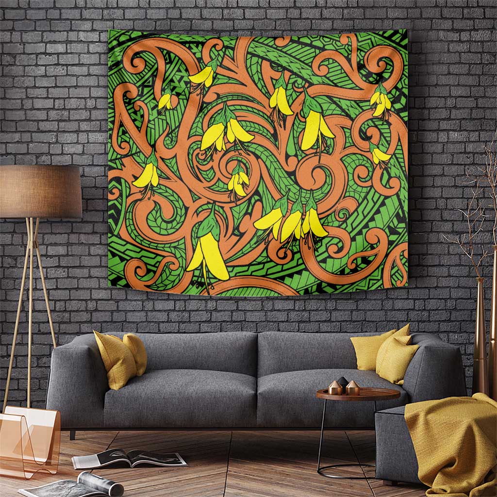 New Zealand Kowhai Flowers Tapestry Maori Koru Pattern LT03 - Polynesian Pride