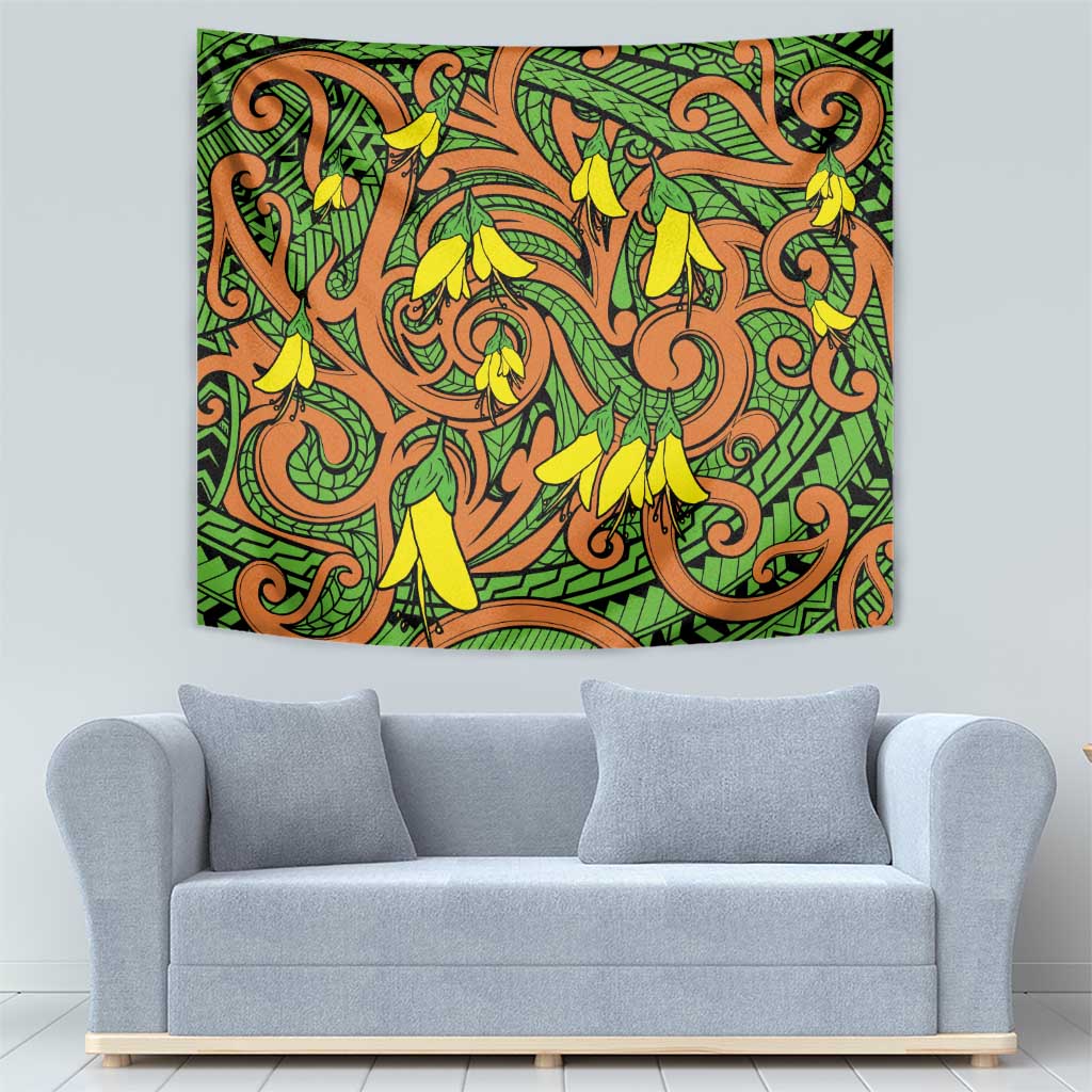 New Zealand Kowhai Flowers Tapestry Maori Koru Pattern LT03 - Polynesian Pride
