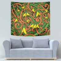 New Zealand Kowhai Flowers Tapestry Maori Koru Pattern LT03 - Polynesian Pride