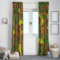 New Zealand Kowhai Flowers Window Curtain Maori Koru Pattern LT03 - Polynesian Pride