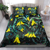 New Zealand Kowhai Flowers Bedding Set Maori Koru Pattern With Paua Shell Style LT03 - Polynesian Pride