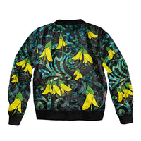 New Zealand Kowhai Flowers Bomber Jacket Maori Koru Pattern With Paua Shell Style LT03 - Polynesian Pride