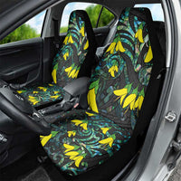 New Zealand Kowhai Flowers Car Seat Cover Maori Koru Pattern With Paua Shell Style LT03 - Polynesian Pride