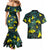 New Zealand Kowhai Flowers Couples Matching Mermaid Dress and Hawaiian Shirt Maori Koru Pattern With Paua Shell Style