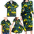 New Zealand Kowhai Flowers Family Matching Long Sleeve Bodycon Dress and Hawaiian Shirt Maori Koru Pattern With Paua Shell Style