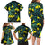 New Zealand Kowhai Flowers Family Matching Long Sleeve Bodycon Dress and Hawaiian Shirt Maori Koru Pattern With Paua Shell Style