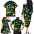 New Zealand Kowhai Flowers Family Matching Off The Shoulder Long Sleeve Dress and Hawaiian Shirt Maori Koru Pattern With Paua Shell Style