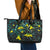 New Zealand Kowhai Flowers Leather Tote Bag Maori Koru Pattern With Paua Shell Style