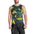 New Zealand Kowhai Flowers Men Tank Top Maori Koru Pattern With Paua Shell Style