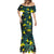 New Zealand Kowhai Flowers Mermaid Dress Maori Koru Pattern With Paua Shell Style