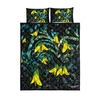 New Zealand Kowhai Flowers Quilt Bed Set Maori Koru Pattern With Paua Shell Style LT03 - Polynesian Pride