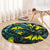 New Zealand Kowhai Flowers Round Carpet Maori Koru Pattern With Paua Shell Style