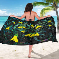 New Zealand Kowhai Flowers Sarong Maori Koru Pattern With Paua Shell Style LT03 - Polynesian Pride