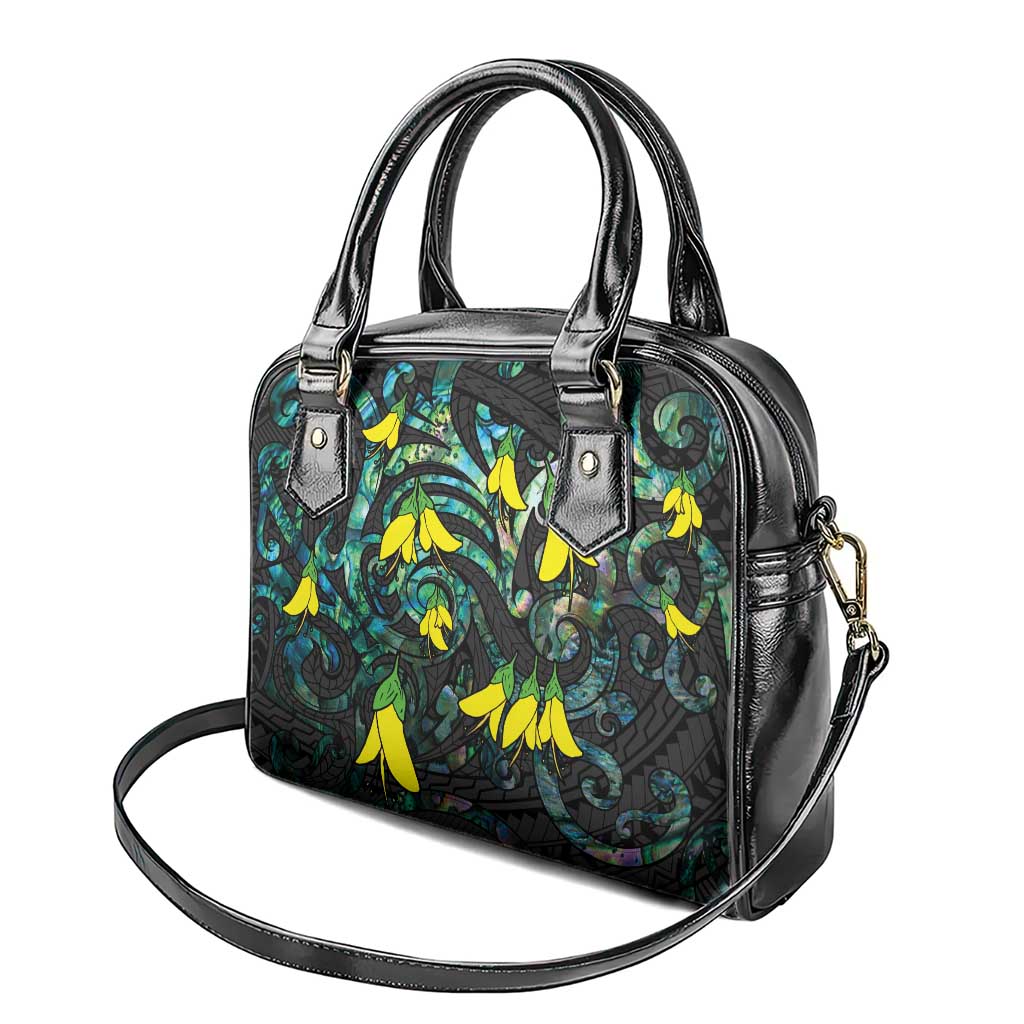 New Zealand Kowhai Flowers Shoulder Handbag Maori Koru Pattern With Paua Shell Style LT03 - Polynesian Pride