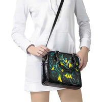 New Zealand Kowhai Flowers Shoulder Handbag Maori Koru Pattern With Paua Shell Style LT03 - Polynesian Pride