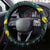 New Zealand Kowhai Flowers Steering Wheel Cover Maori Koru Pattern With Paua Shell Style