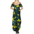 New Zealand Kowhai Flowers Summer Maxi Dress Maori Koru Pattern With Paua Shell Style