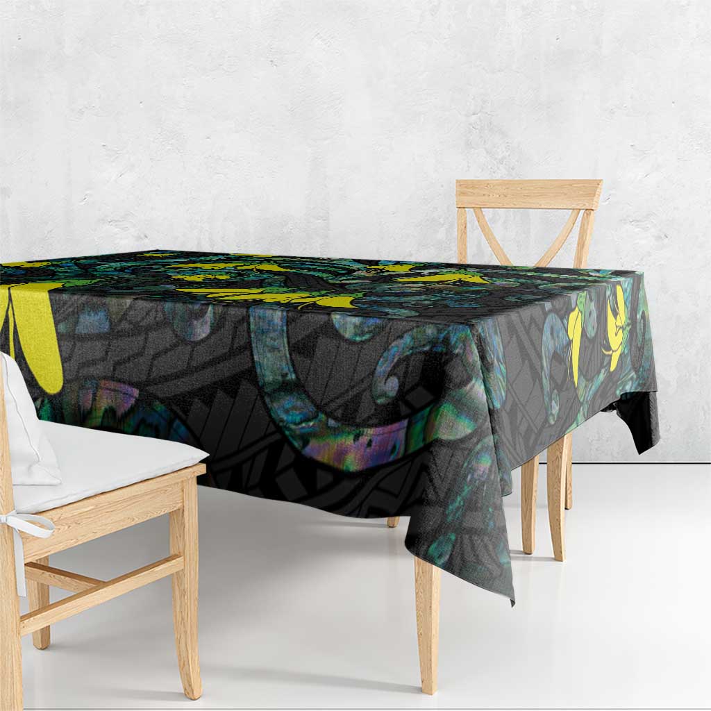 New Zealand Kowhai Flowers Tablecloth Maori Koru Pattern With Paua Shell Style LT03 - Polynesian Pride