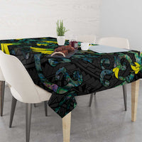 New Zealand Kowhai Flowers Tablecloth Maori Koru Pattern With Paua Shell Style LT03 - Polynesian Pride